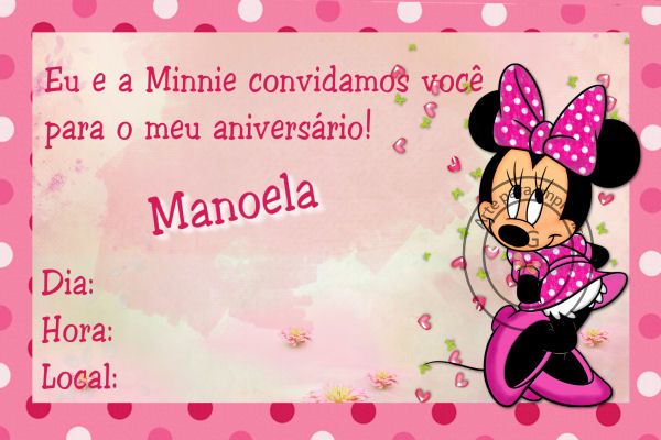 Convite Infantil Minnie Rosa